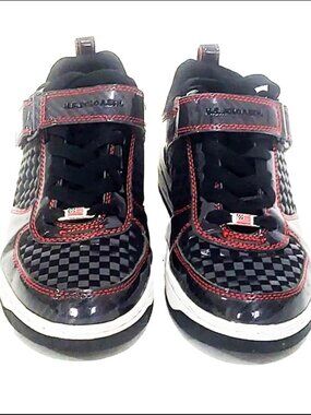 U.S. Polo Assn's Mid Top Black Red Checkered Sneakers Size  size 9 1/2